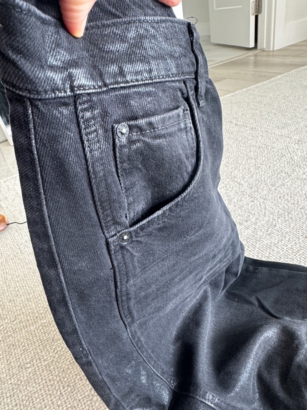 We The Free Charcoal Black shiny  barrel  Jeans - sold out in stores